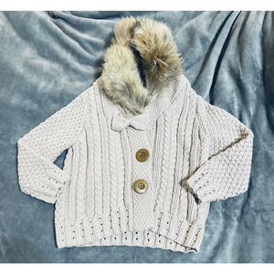 NWOT Cynthia Rowley Toddler Baby Girl Size 24M Beige Tan Faux Fur Sweater Hoodie